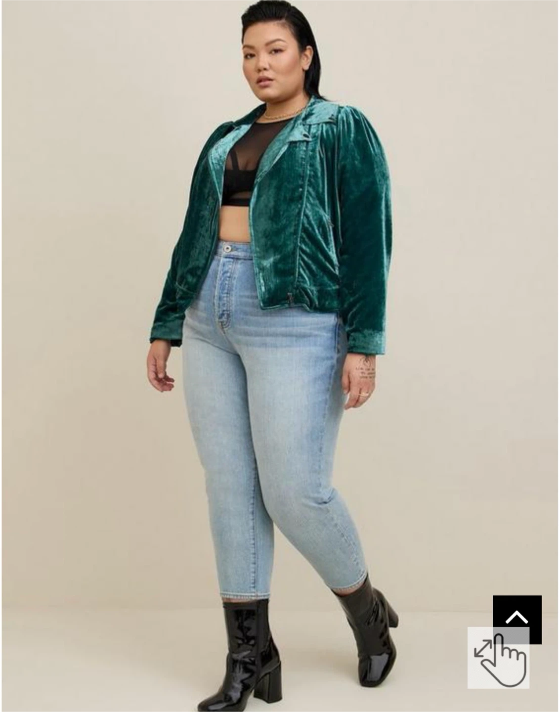 Torrid Velvet Moto Jacket Emerald Green Size 3 - photo 2