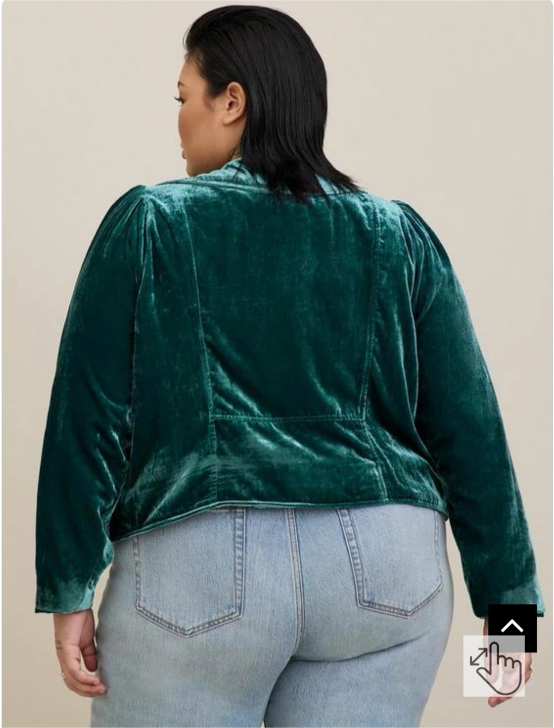 Torrid Velvet Moto Jacket Emerald Green Size 3 - photo 3