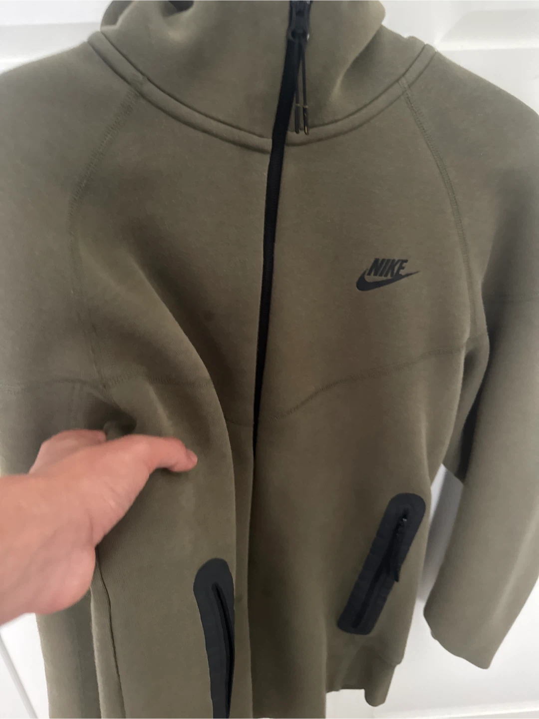 Nike Tech Fleece Full Zip Hoodie - Olive Green
