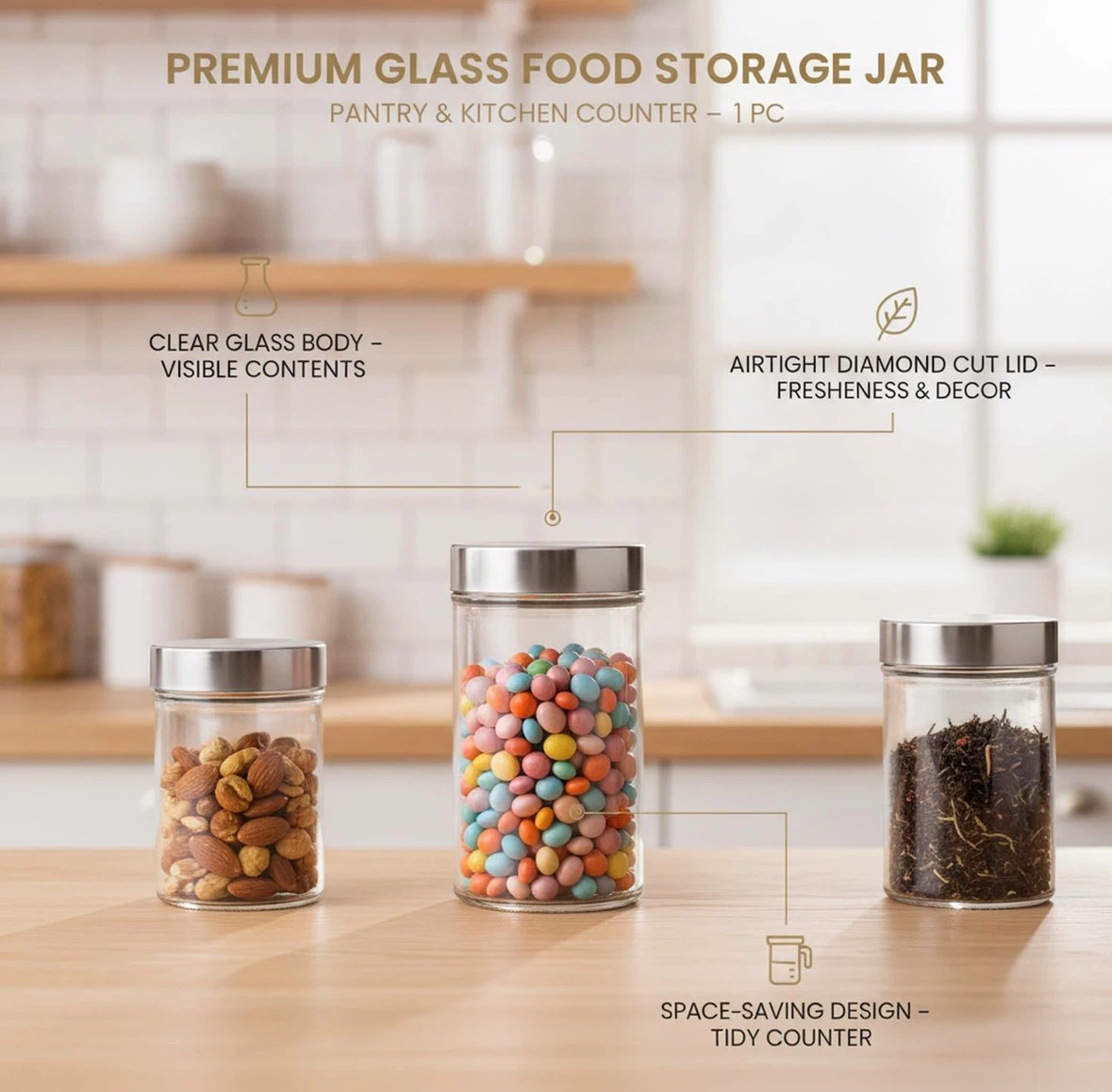 Premium Glass Food Storage Jar - 54 oz - photo 2