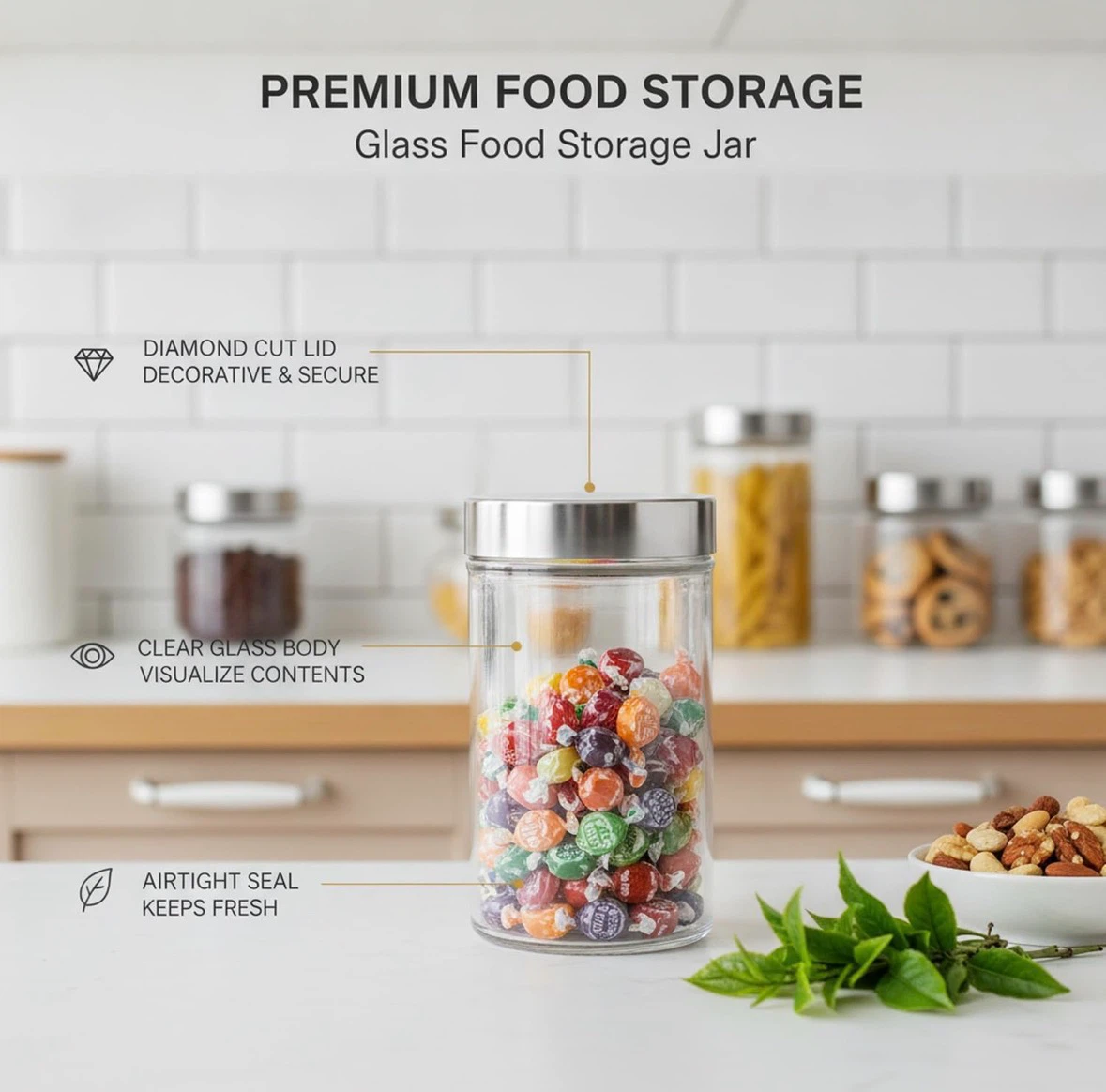 Premium Glass Food Storage Jar - 54 oz - photo 3