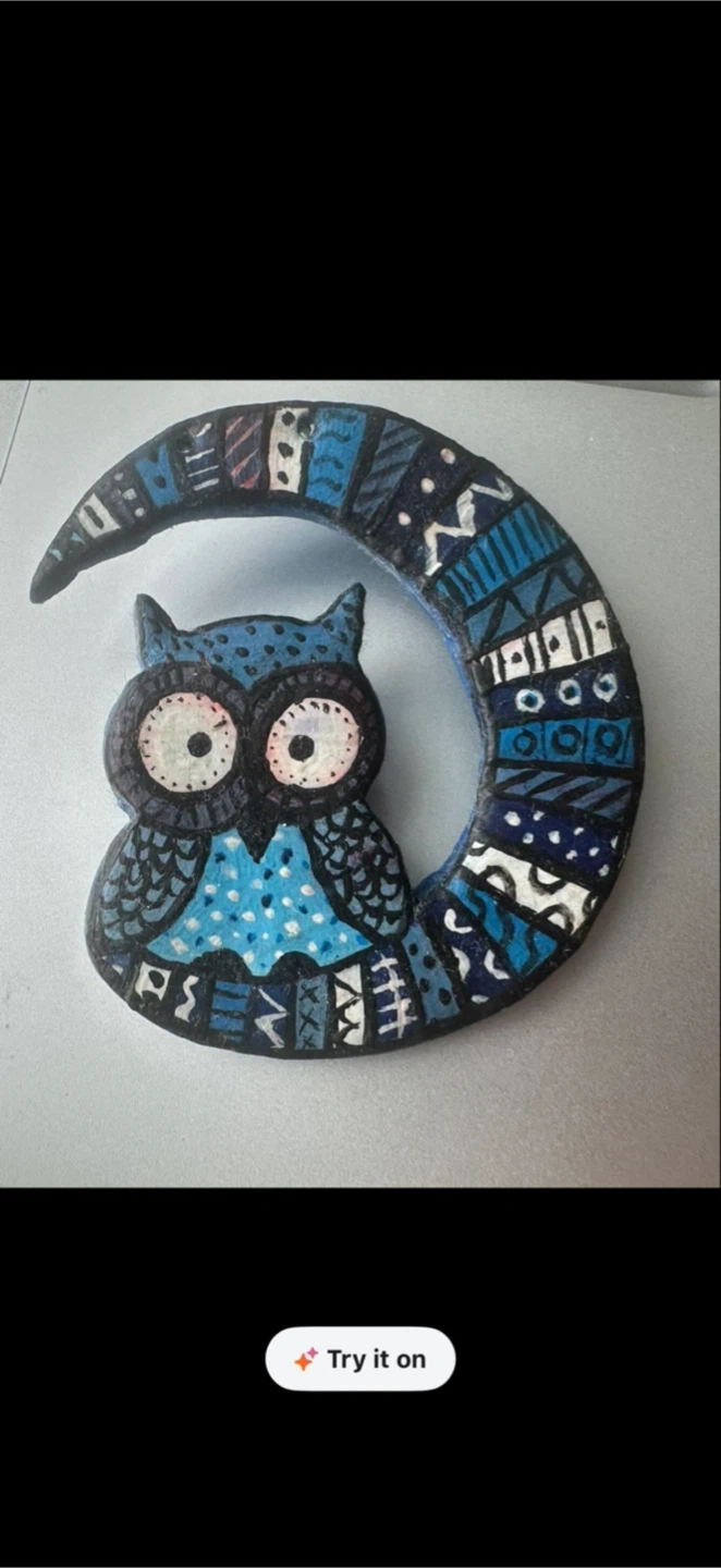 Handcrafted Blue Owl broch