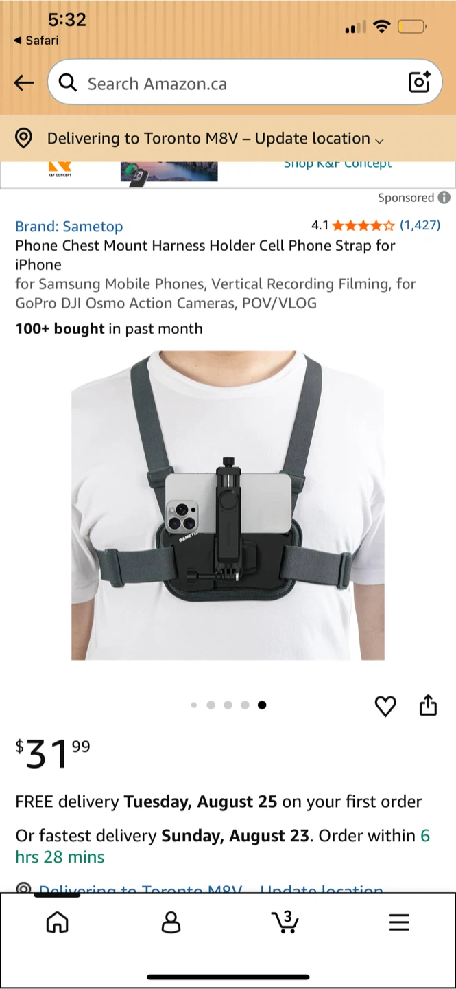 Sametop Phone Chest Mount Harness Holder