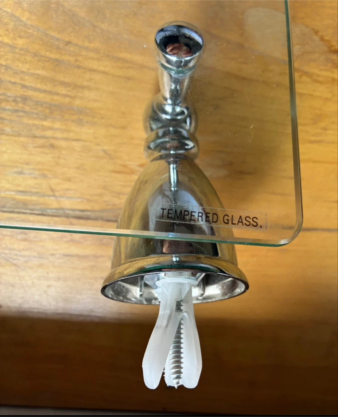 $4 wall-mounted shelf chrome clear tempered glass bathroom - photo 2