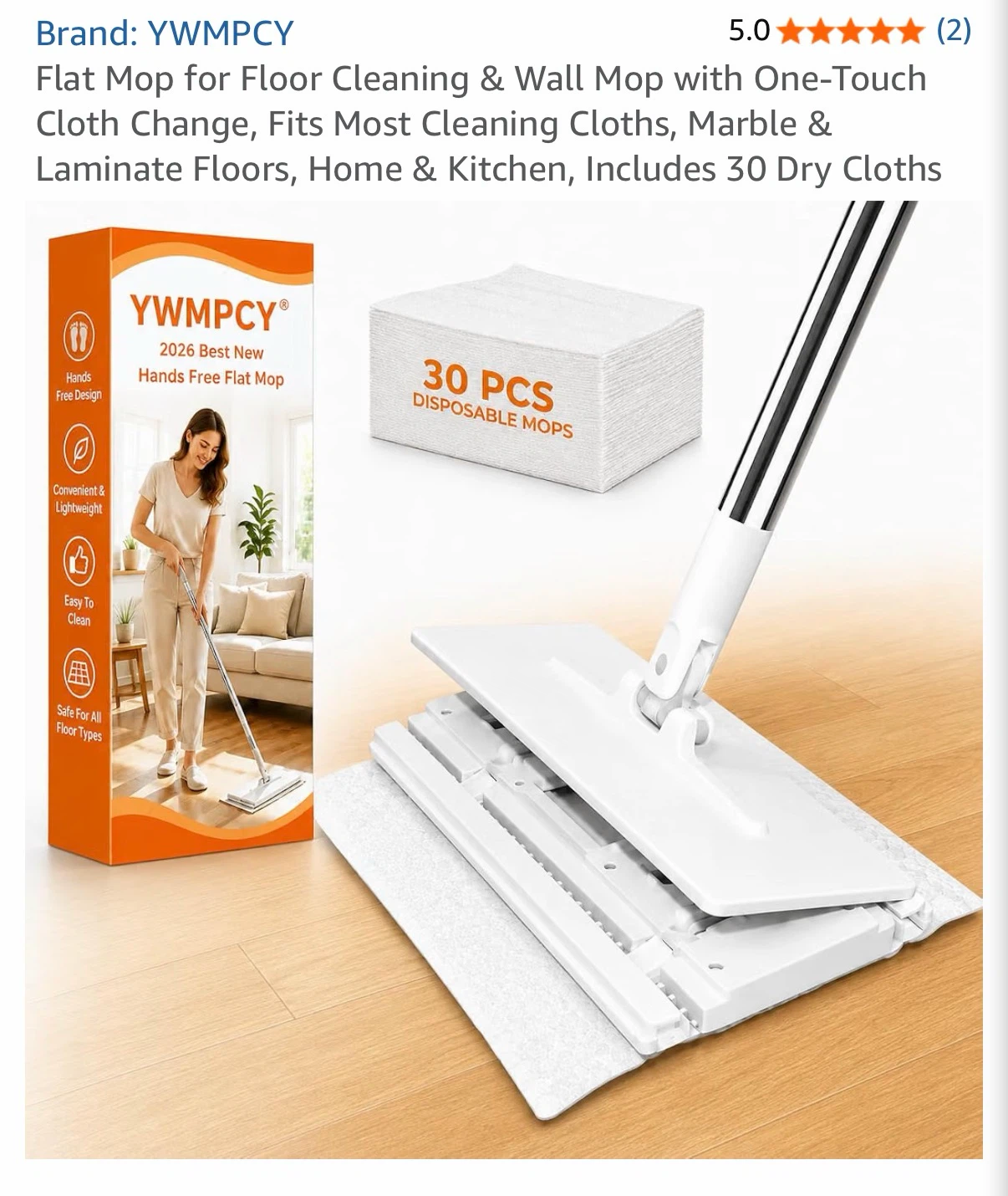 YWMPCY Flat Mop with 30 Dry Cloths