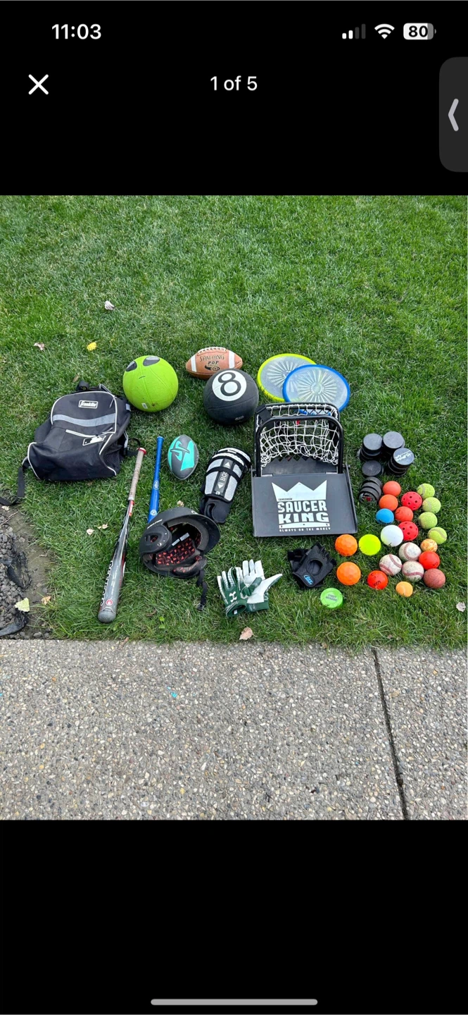Assorted sports gear