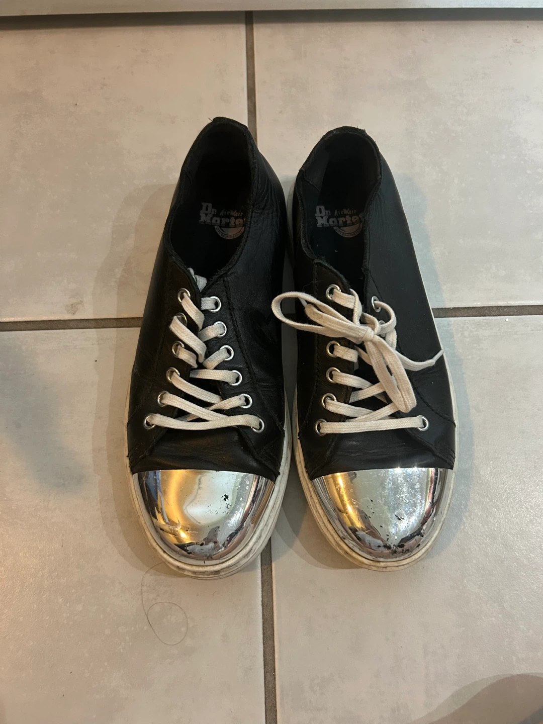 Dr. Martens Alexei Black Leather Shoes with Metal Toe