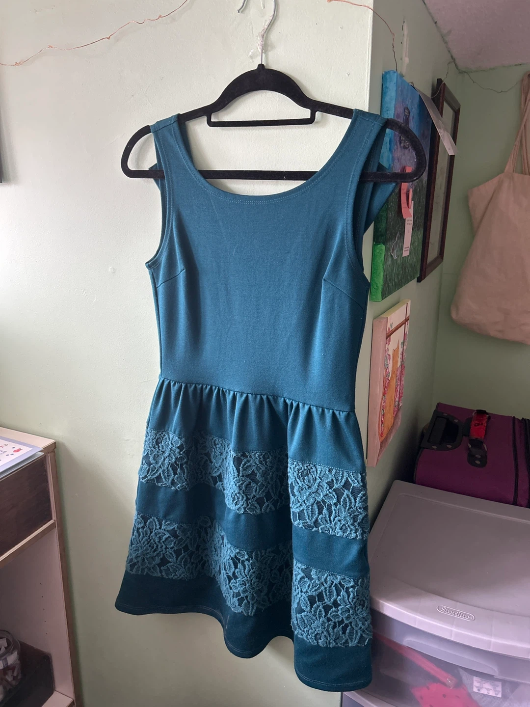 Teal Lace Skater Dress