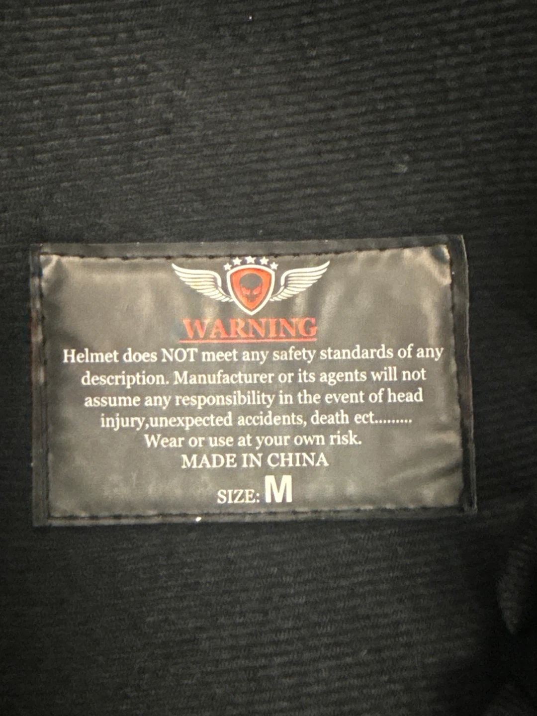 Black Motorcycle Helmet - Size M