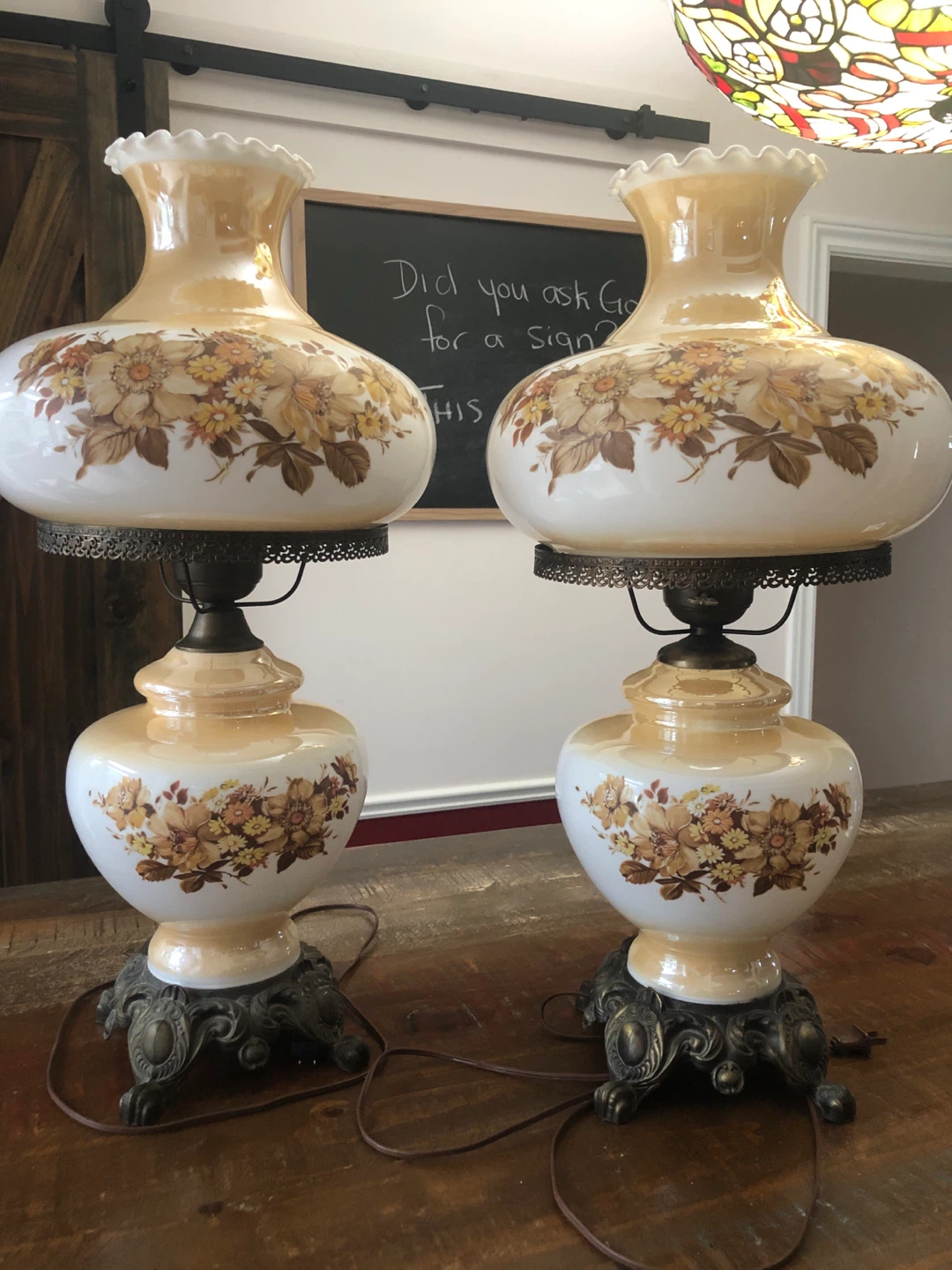Antique parlour lamps