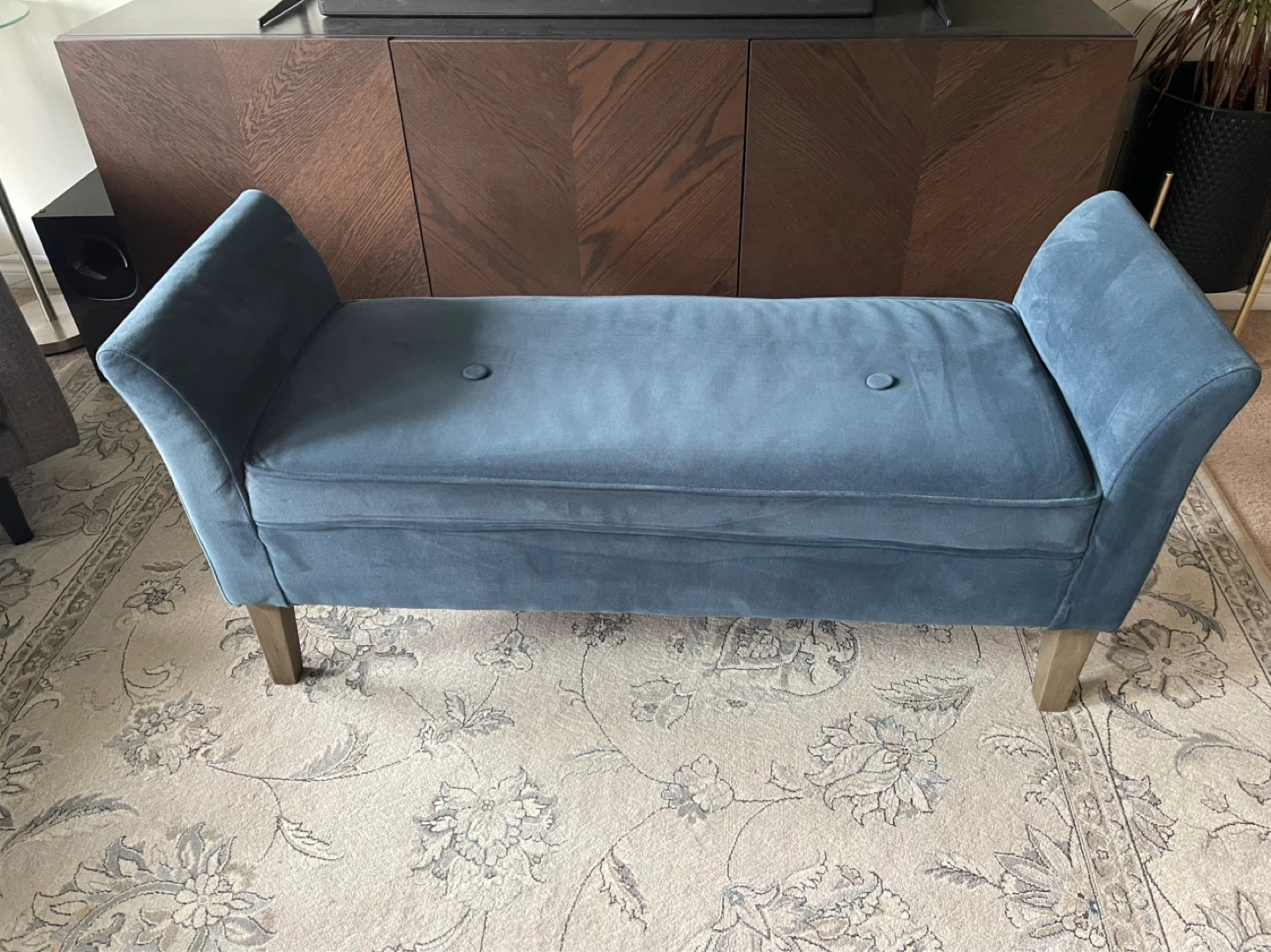 Blue Velvet Accent Bench - photo 2