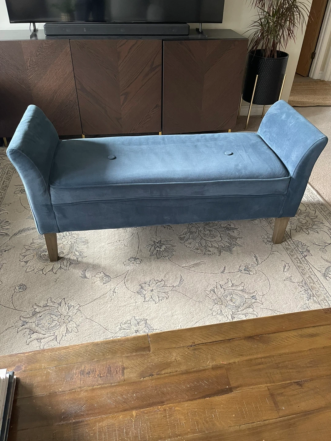 Blue Velvet Accent Bench - photo 5