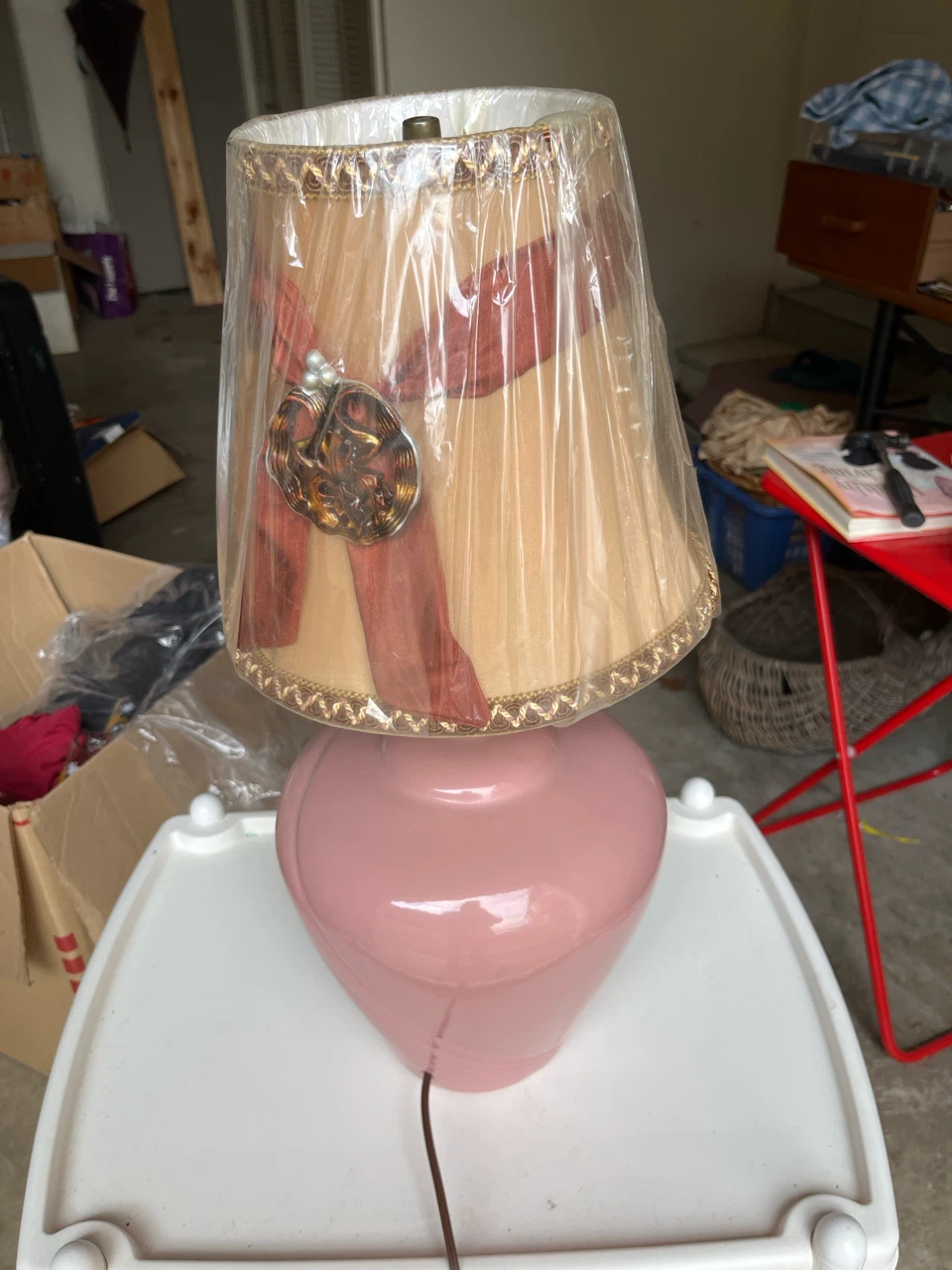Pink Ceramic Table Lamp with Decorative Shade