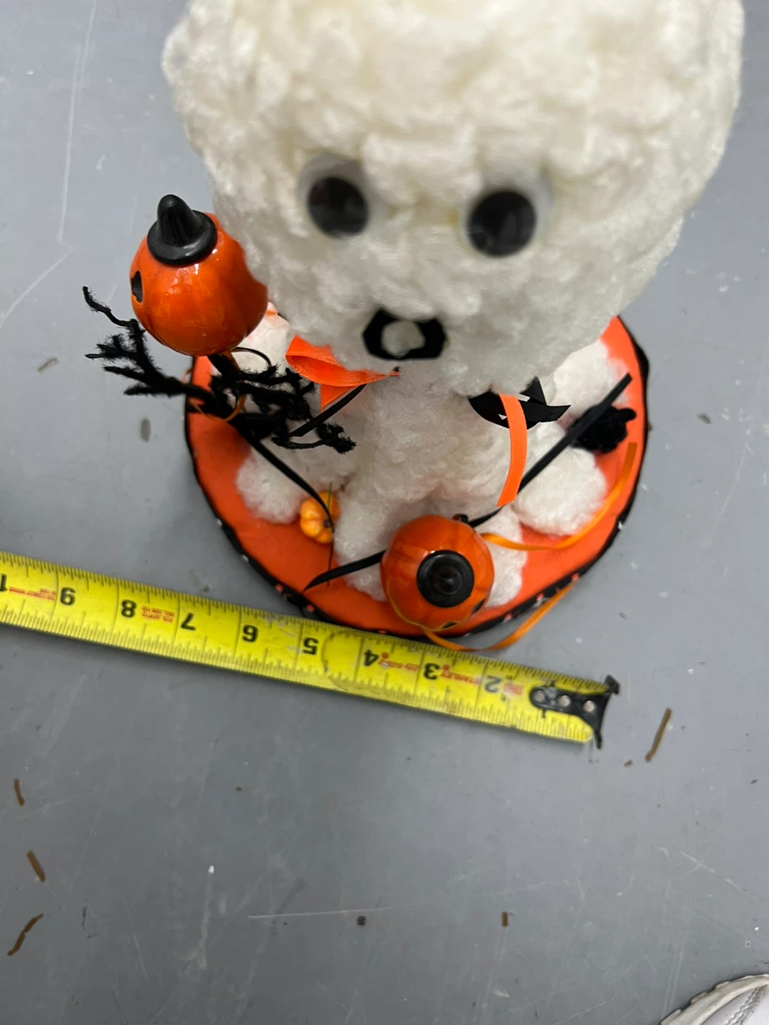Vintage Halloween Yarn Pom Pom Ghost & Basket Lot 3pc - photo 4