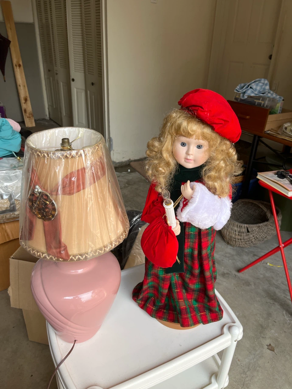 Vintage Christmas Caroler Doll with Lamp