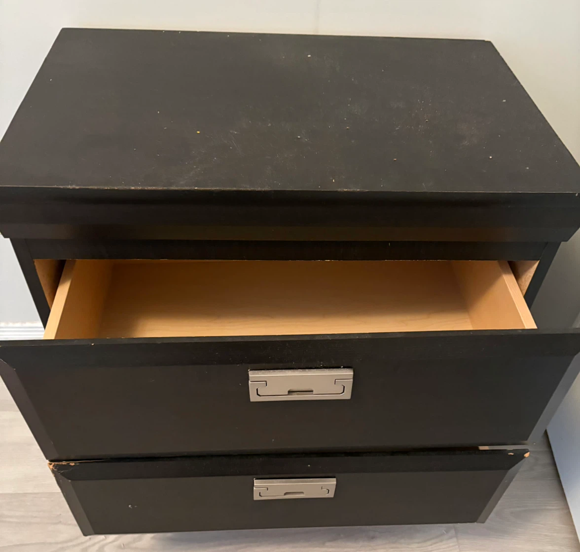 Black 2-Drawer Nightstand