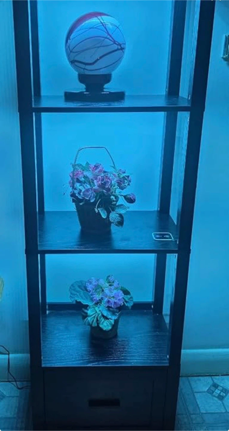 Black Glass Display Shelf with Drawer