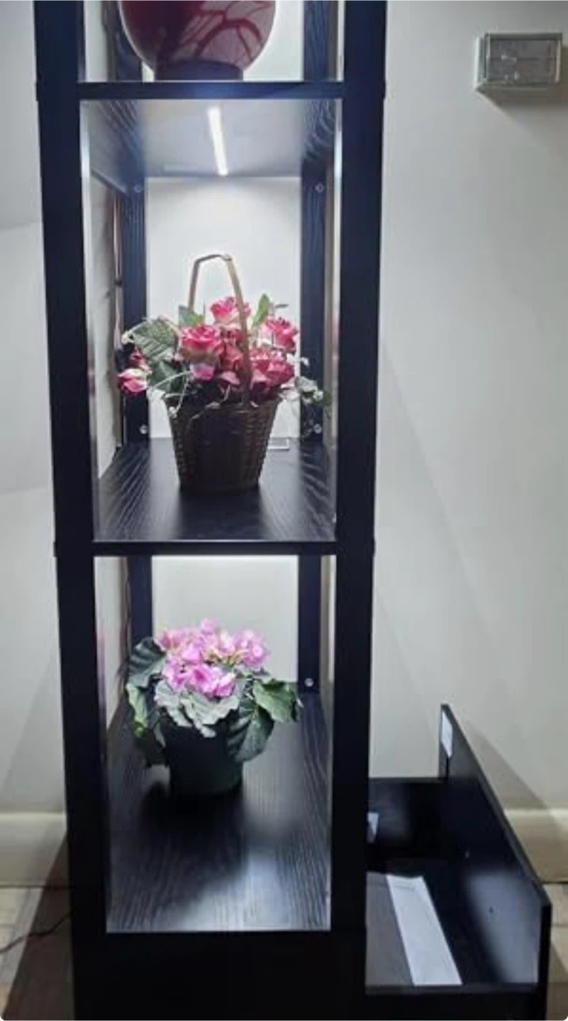 Black Glass Display Shelf with Drawer - photo 2