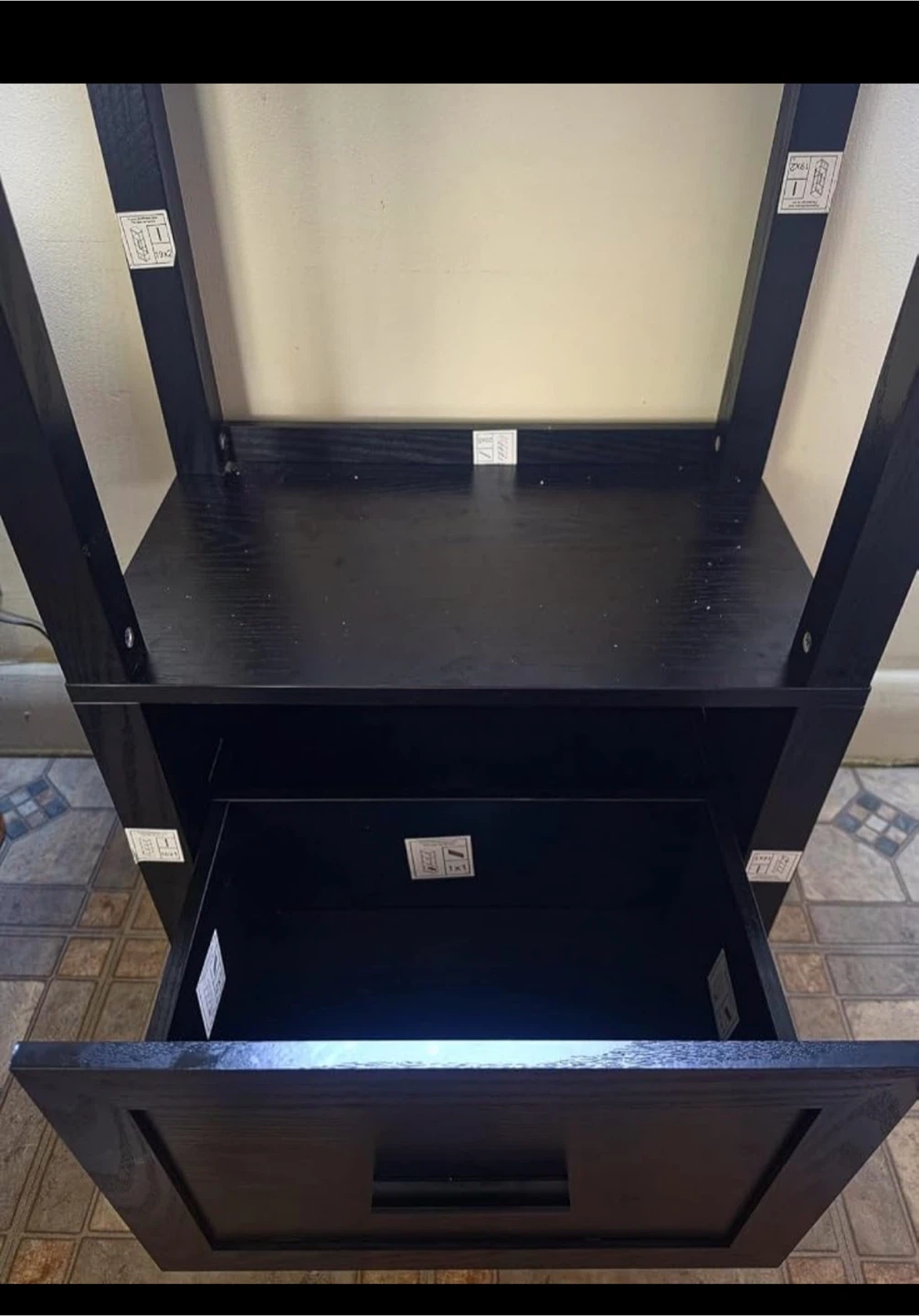 Black Glass Display Shelf with Drawer - photo 4