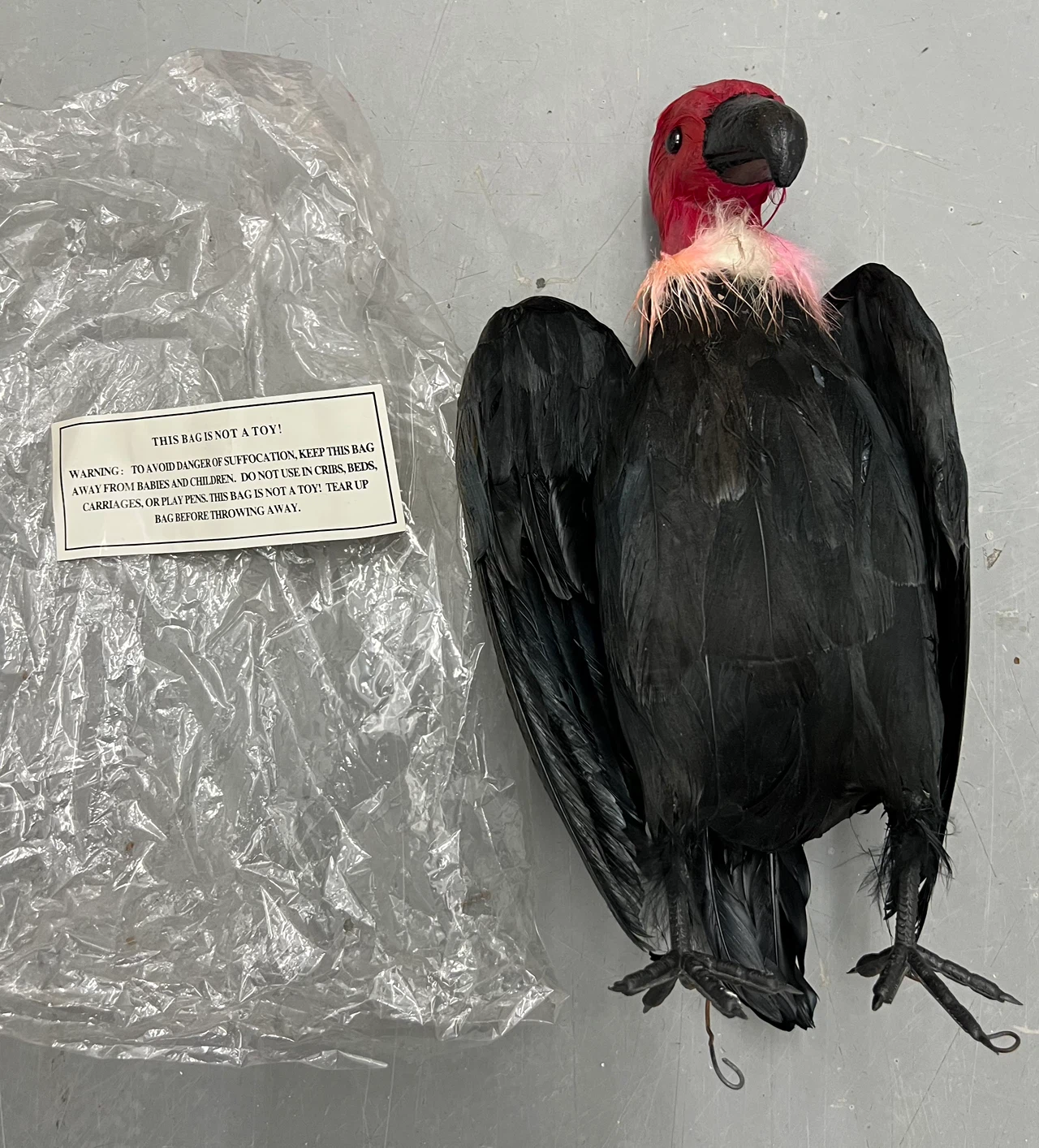 Vintage Halloween Feathered Vulture Prop Lot 4pc Bird Decoration