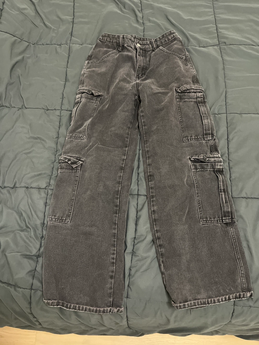 Women's Grey Wide Leg Cargo Pants