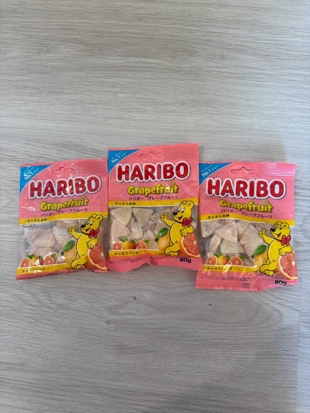Haribo Grapefruit Flavor Gummy Candy 80g x 3bags