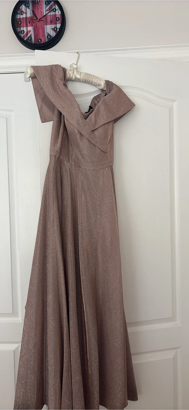 Sparkly Off-the-Shoulder A-Line Gown