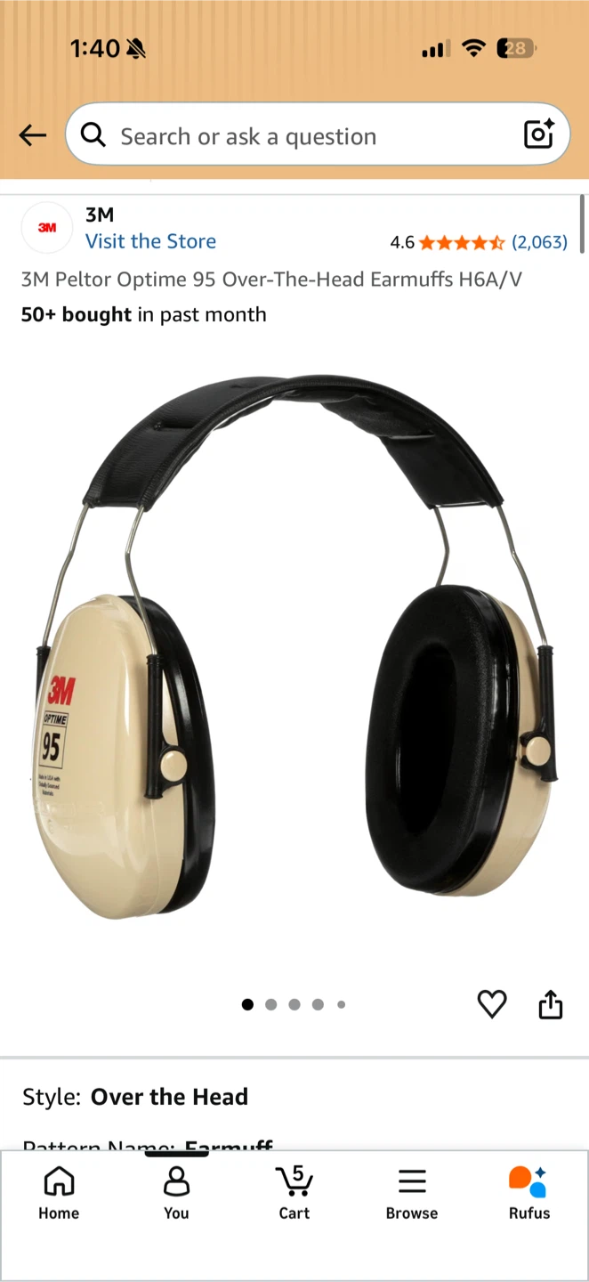LAST DAY- 3M Peltor Optime 95 Earmuffs