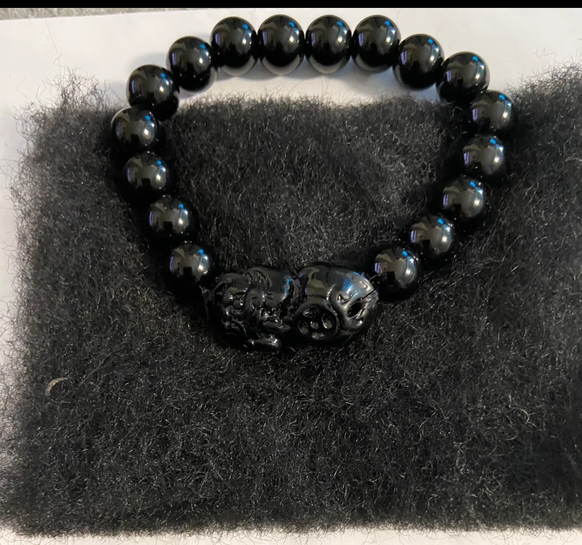 Black Beaded Bracelet with Charm - photo 3