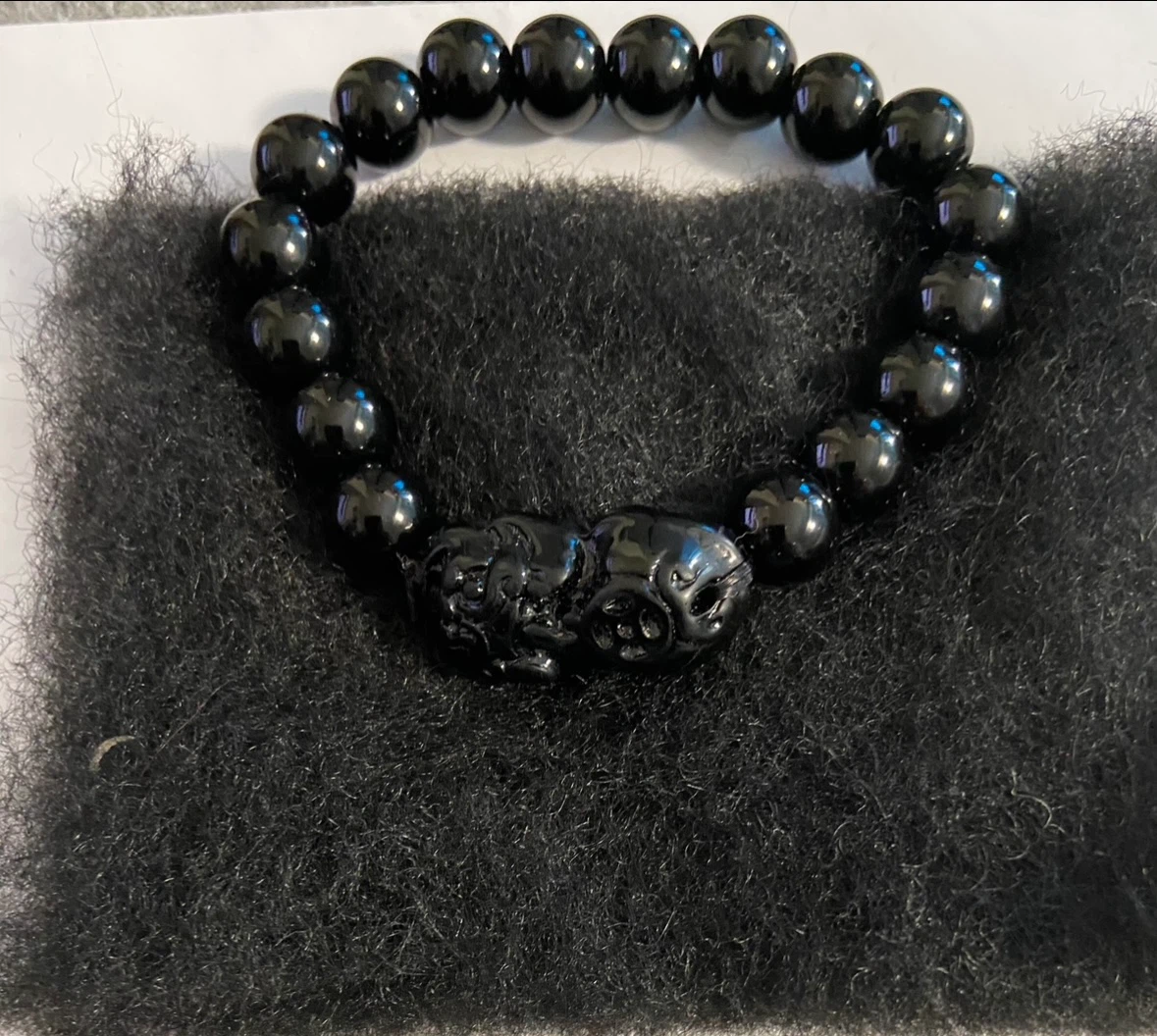 Black Beaded Bracelet with Charm - photo 5