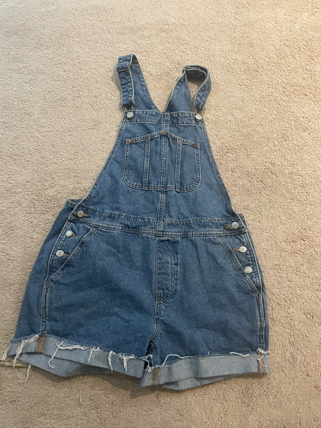 Old Navy medium wash denim shortalls size M