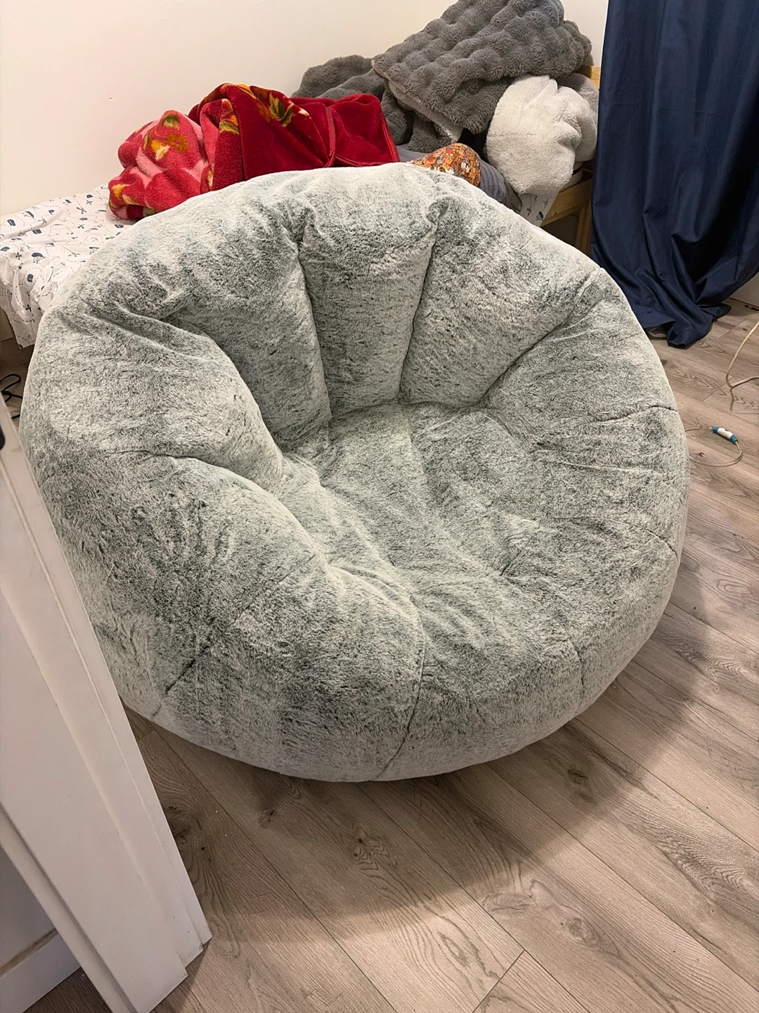 Grey Faux Fur Bean Bag Chair
