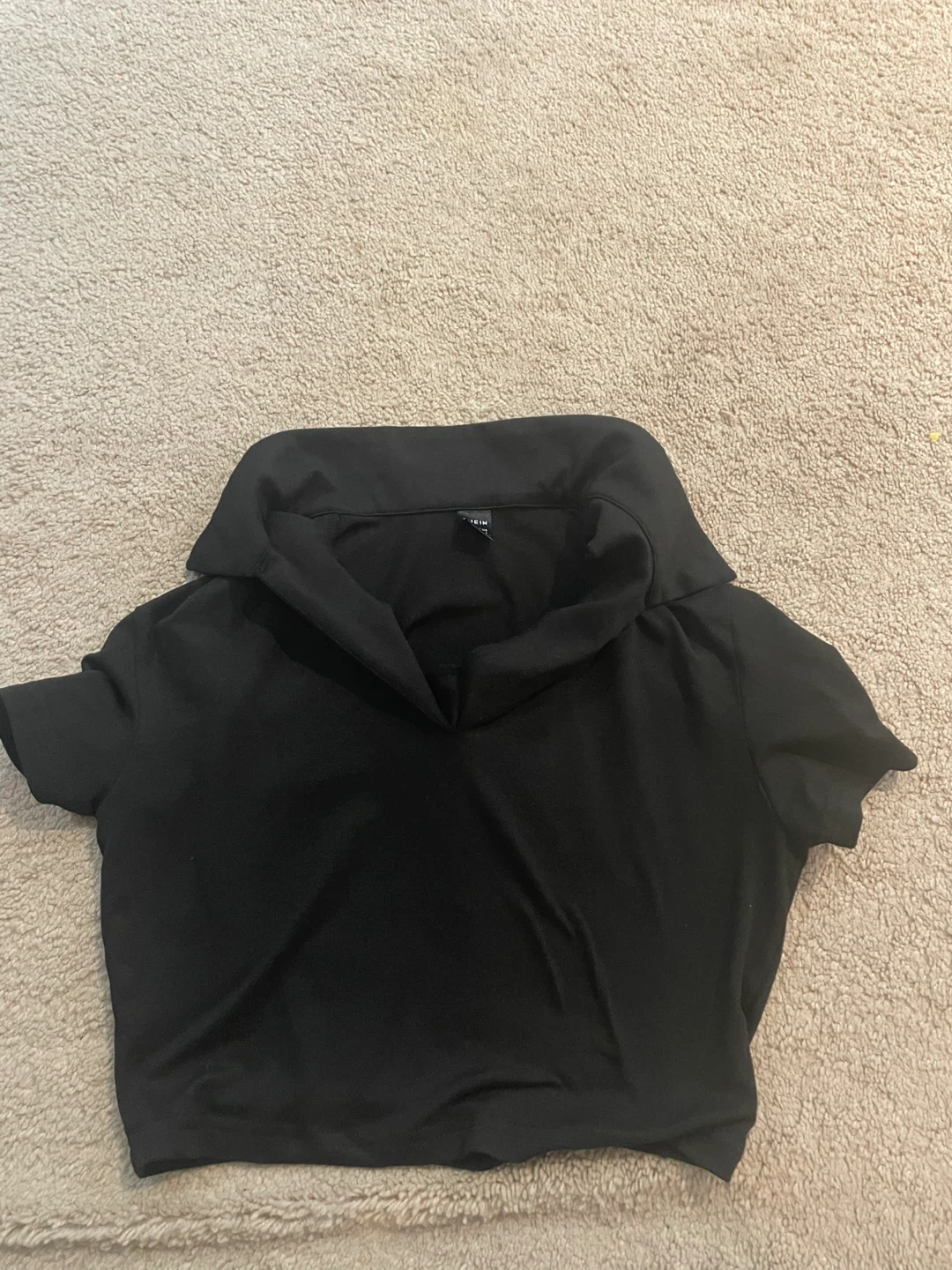 SHEIN black short sleeve polo crop top