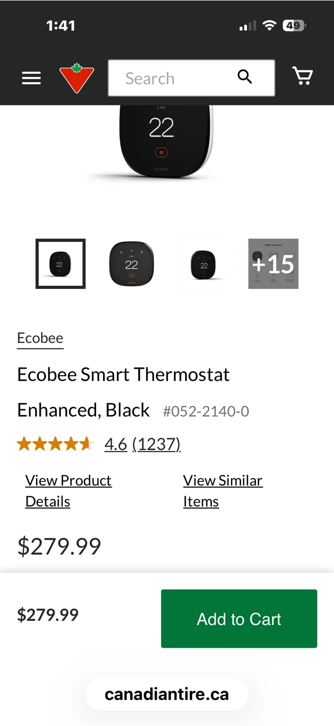 Ecobee Smart Thermostat Enhanced Black