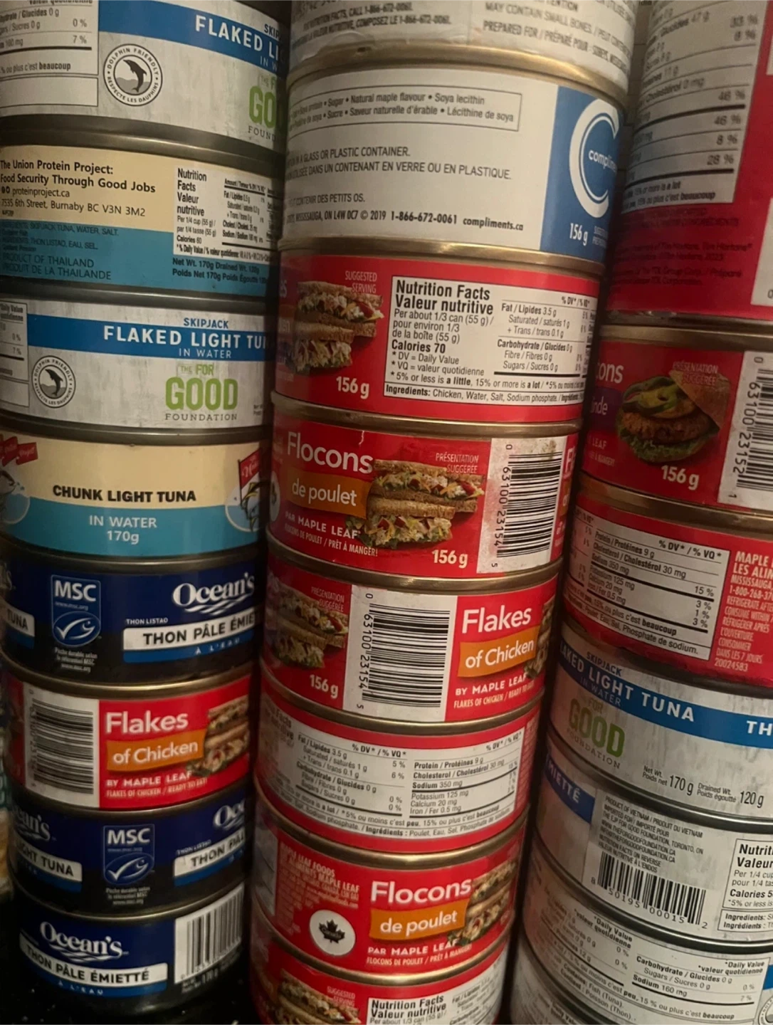Tuna , chicken and turkey can