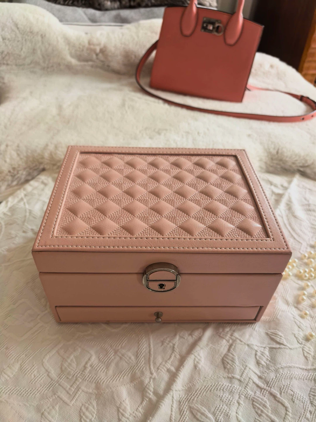 Pink Jewelry Box with Mirror
