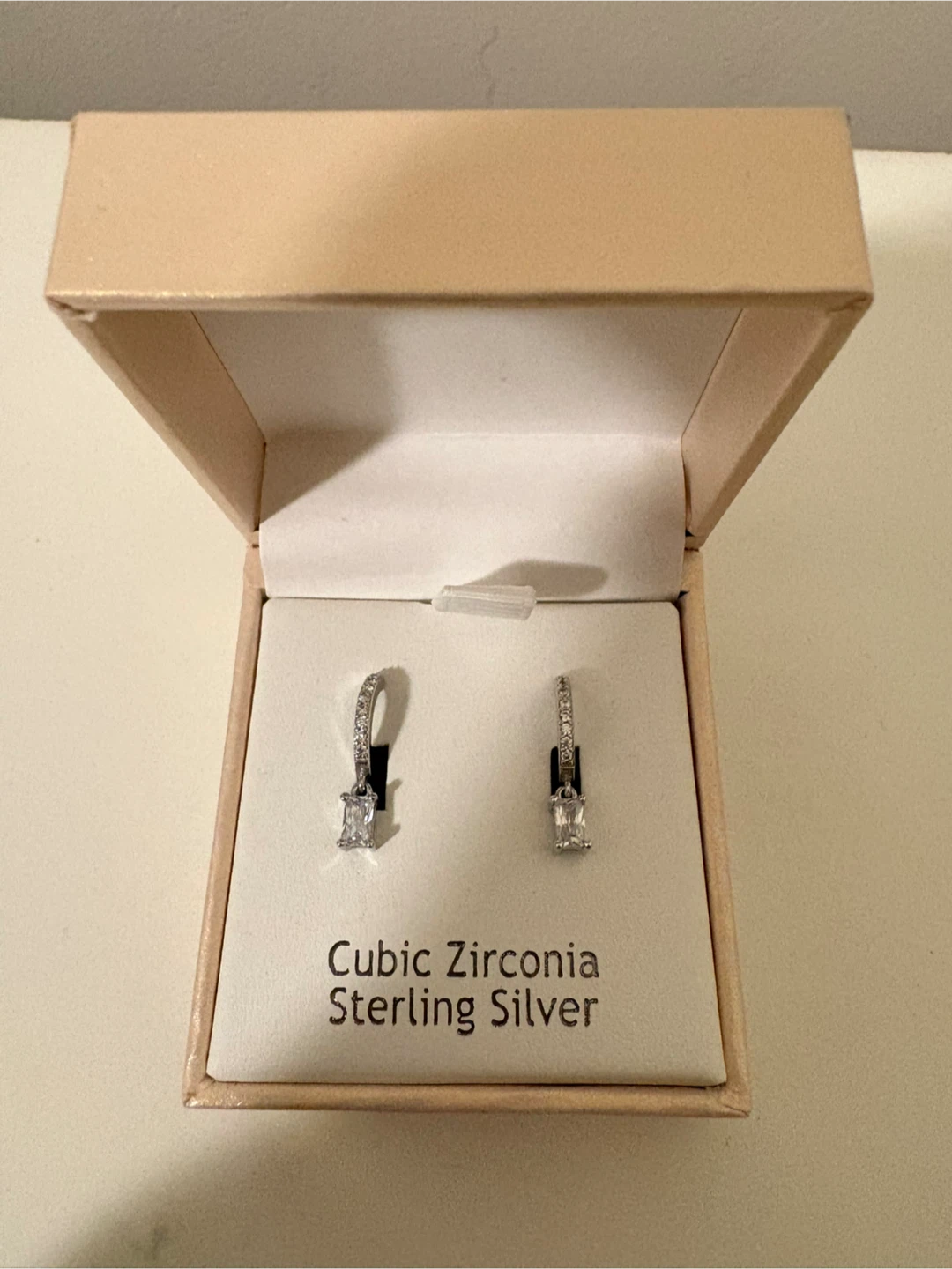 Cubic Zirconia Sterling Silver Hoop Earrings