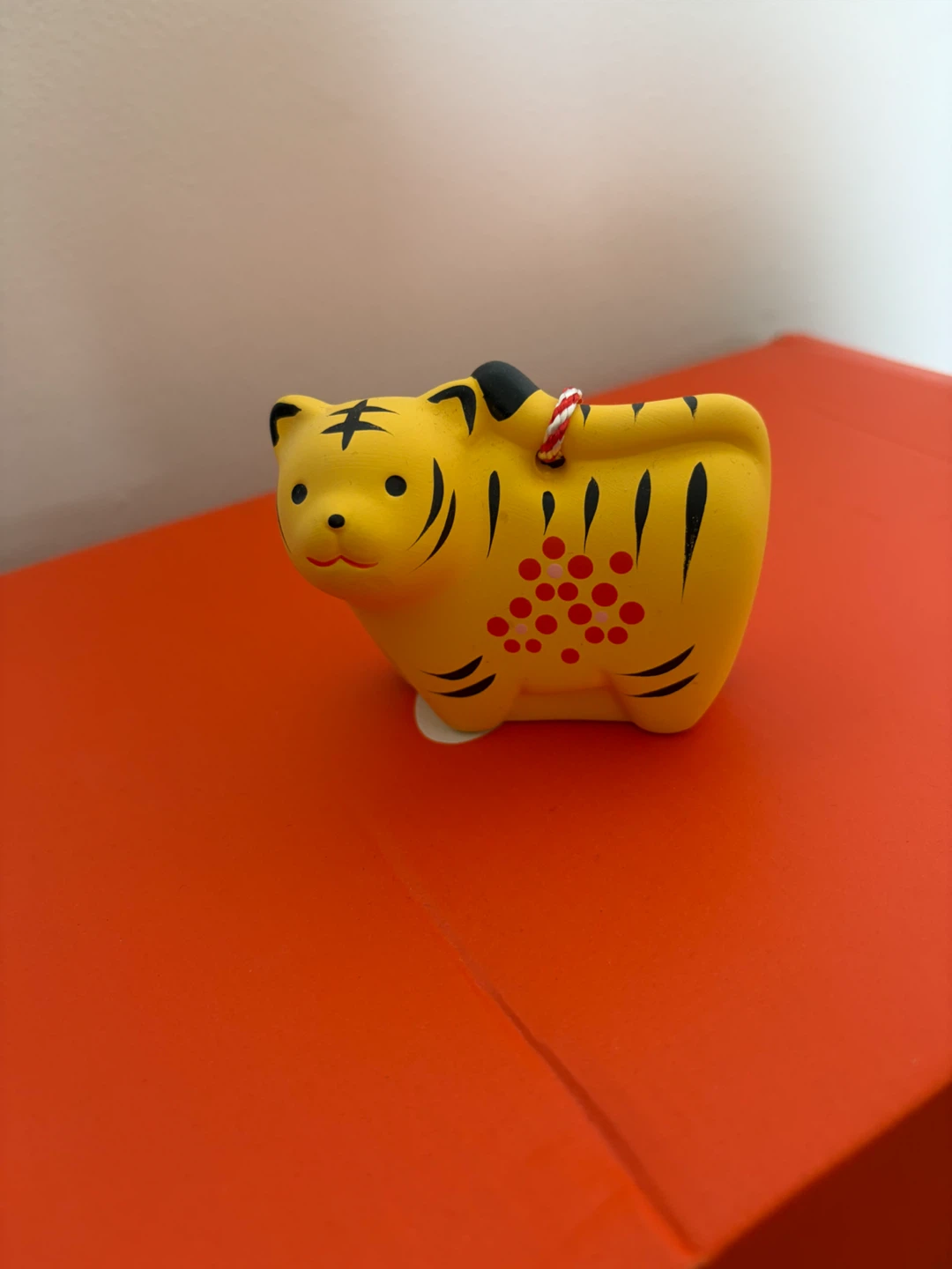 Yellow Tiger Figurine with String