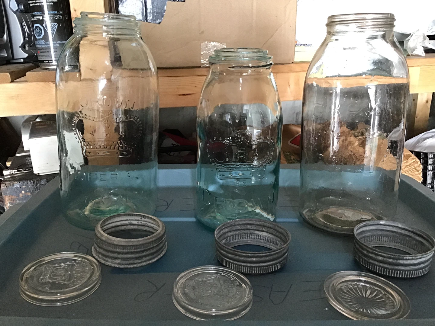 Set of 3 Vintage Crown Imperial Glass Canning Jars