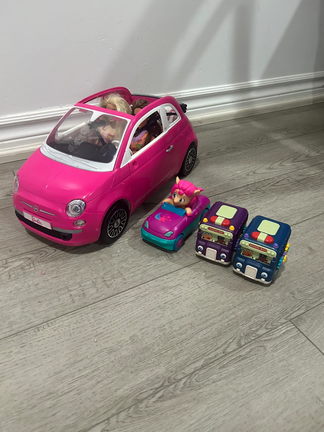 Barbie Convertible with Dolls and Toy Cars