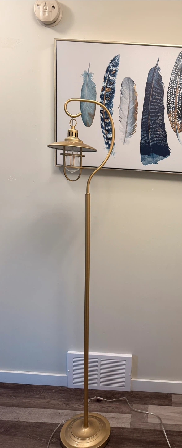Gold Floor Lamp with Lantern Style Shade