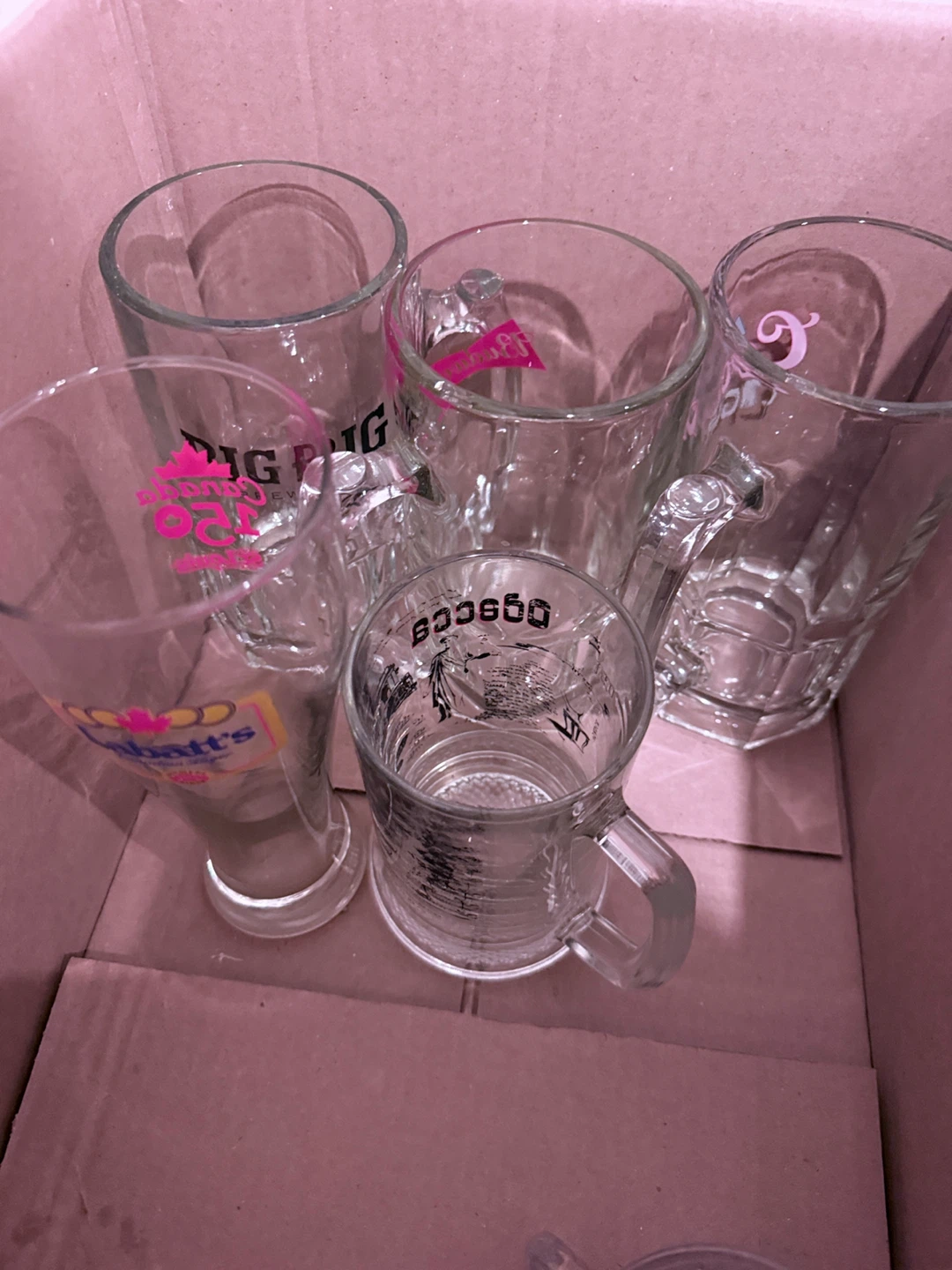 Lot of 5 Assorted Beer Glasses