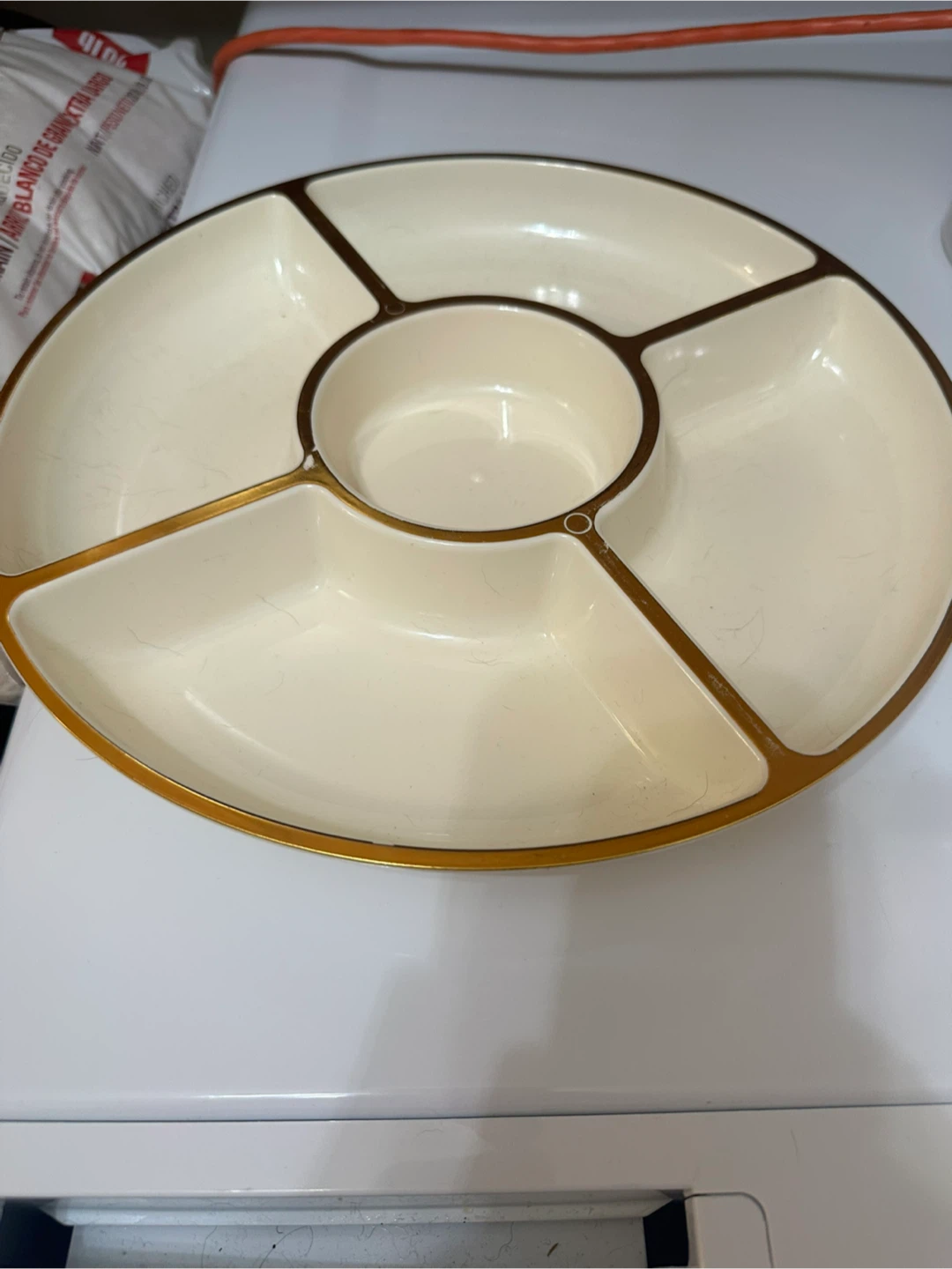 Vintage 5-Section Divided Serving Platter with Center Bowl