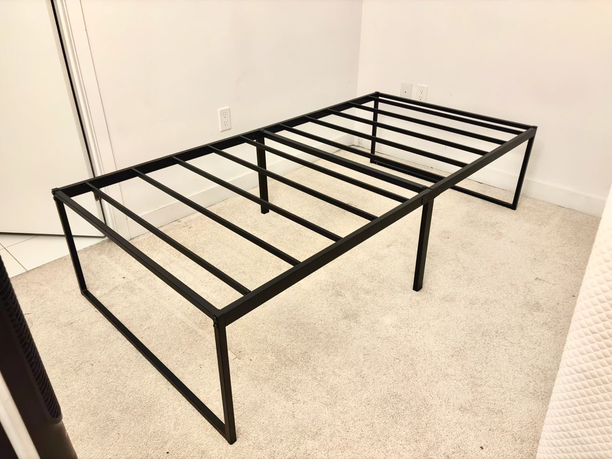 Black Metal Twin Bed Frame + Optional Memory Foam Mattress
