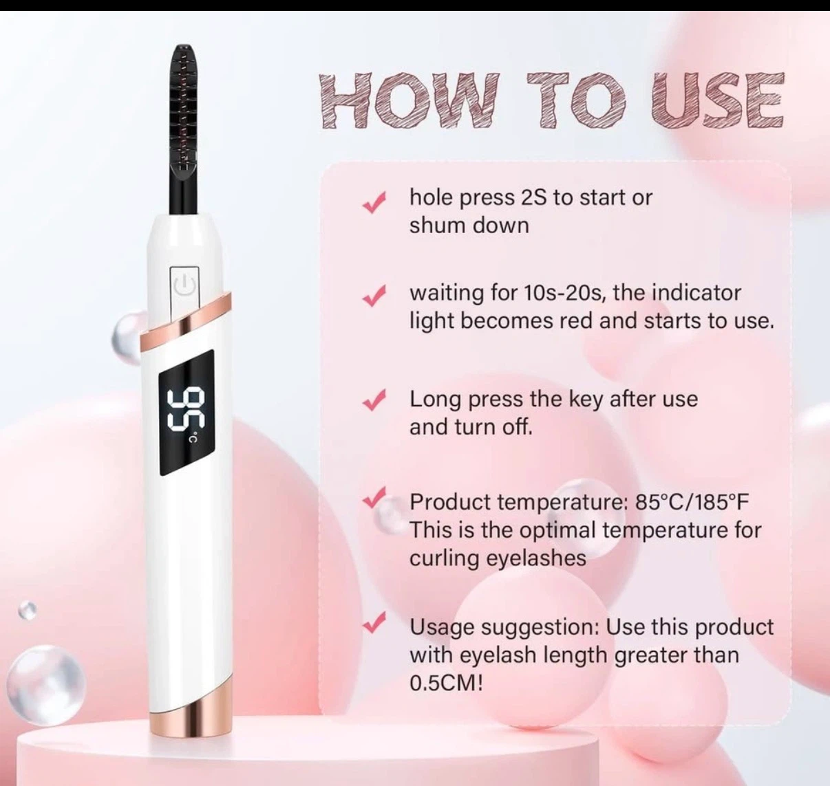 Heated Electric Eyelash Curler USB Rechargeable - photo 3
