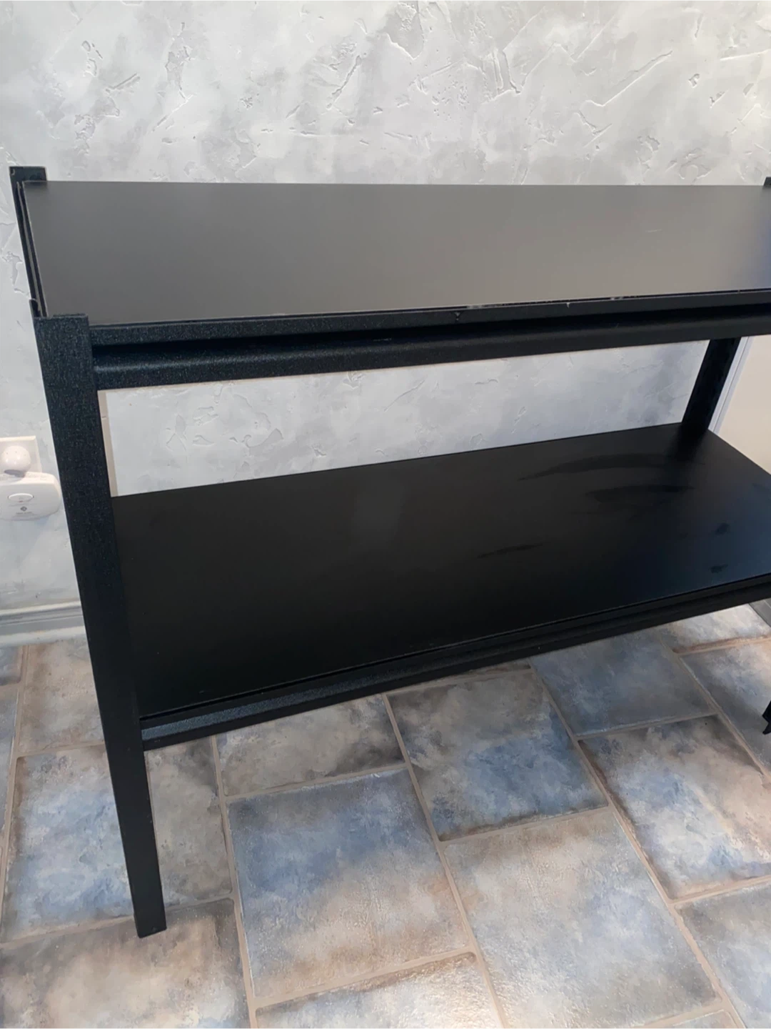 Black two-tier metal shelving unit - photo 3