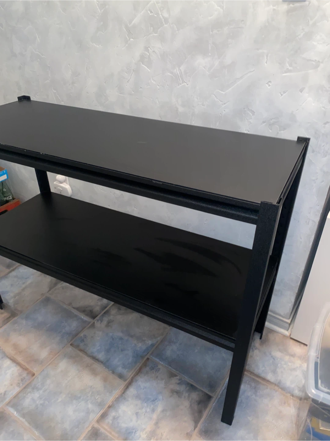 Black two-tier metal shelving unit - photo 2