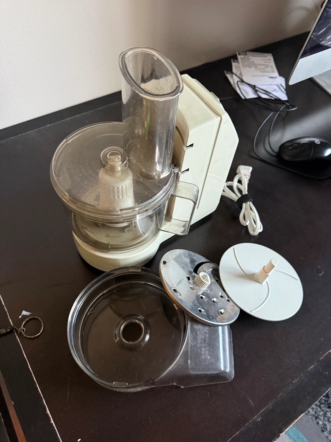 White Food Processor with Attachments