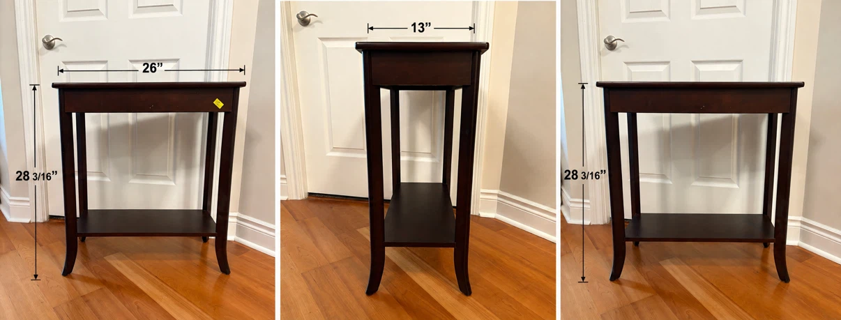 Dark Brown Console Table with Drawer - photo 2