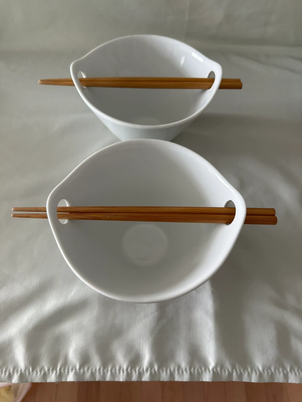White Ceramic Ramen Bowl Set with Chopsticks - photo 4